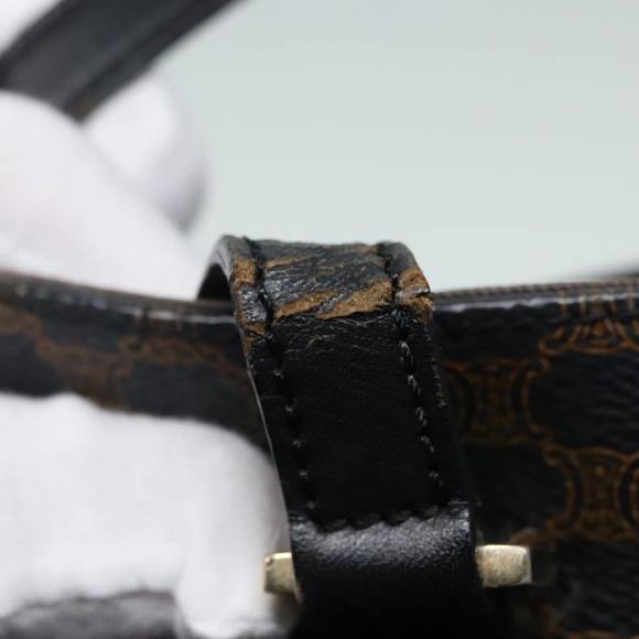 CELINE Macadam Canvas Hand Bag PVC Black Gold Auth 90948 - Picture 9 of 16